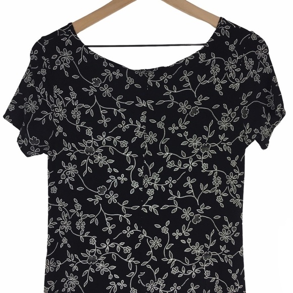 VINTAGE Nina Piccalino 90s Dress Maxi Long Stretchy Floral Gothic Lolita Large - Picture 4 of 8